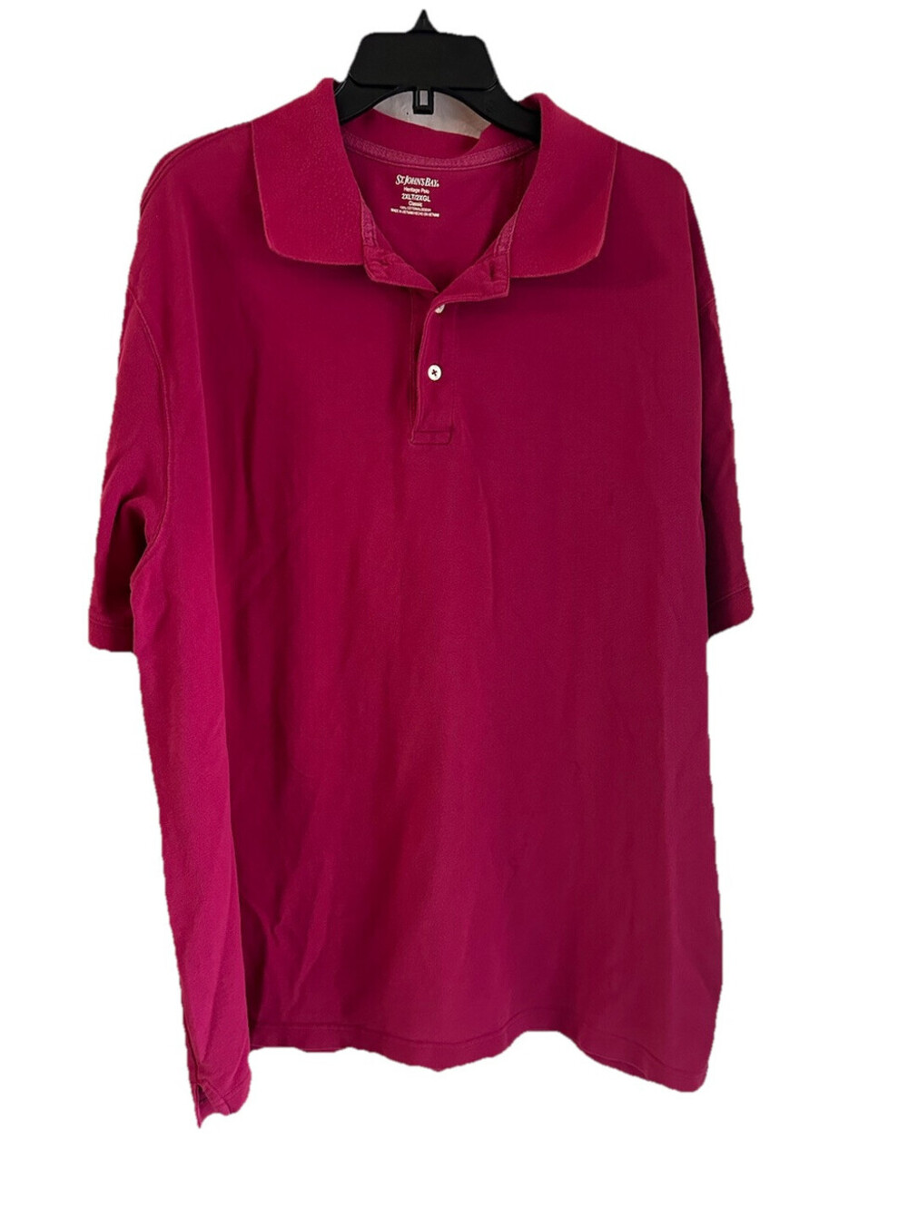 St Johns Bay Mens Polo Shirt 2XL Pink Heritage Pique Short Sleeve Collared Good